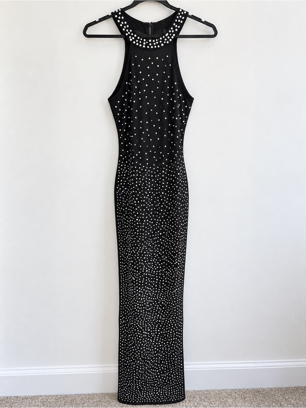 Black Studded Halter Maxi Dress